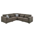 ACME Rylie Contemporary Fabric Upholstered Right Facing Armrest Chair in Gray