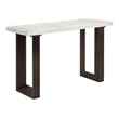 ACME Edwyn Marble and Wood Rectangular Sofa Table in White and Brown