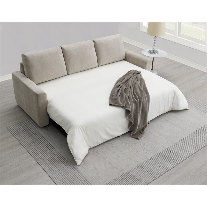 ACME Leira Linen Fabric Upholstered Sofa with Sleeper in Beige