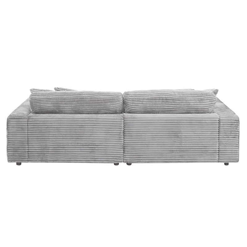 ACME Hilde Velvet Upholstered Sectional Sofa with 4 Pillows in Beige