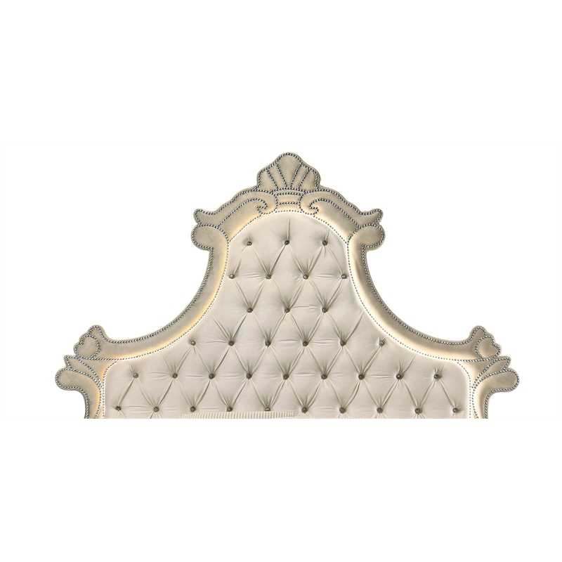 ACME Lucienne Velvet Upholstered Queen Bed with LED in Beige