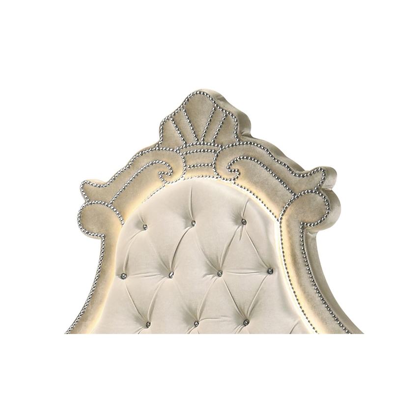 ACME Lucienne Velvet Upholstered Queen Bed with LED in Beige