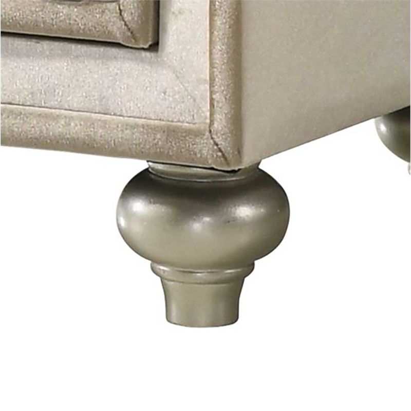 ACME Lucienne 2-Drawer Velvet Upholstered and Wood Nightstand in Beige