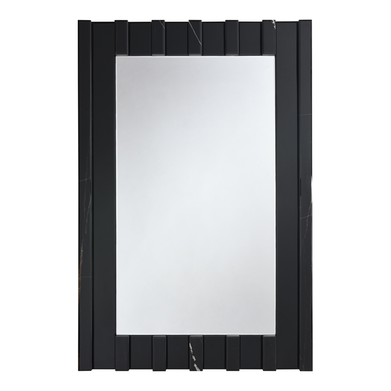 ACME Drisana Wood and Tempered Glass Rectangular Accent Mirror in Black Mirrored