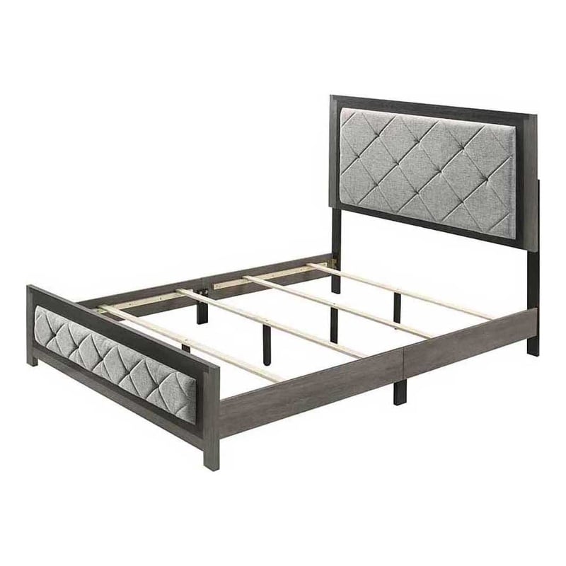 ACME Casimiro Transitional Wood and Fabric Upholstered Eastern King Bed in Gray