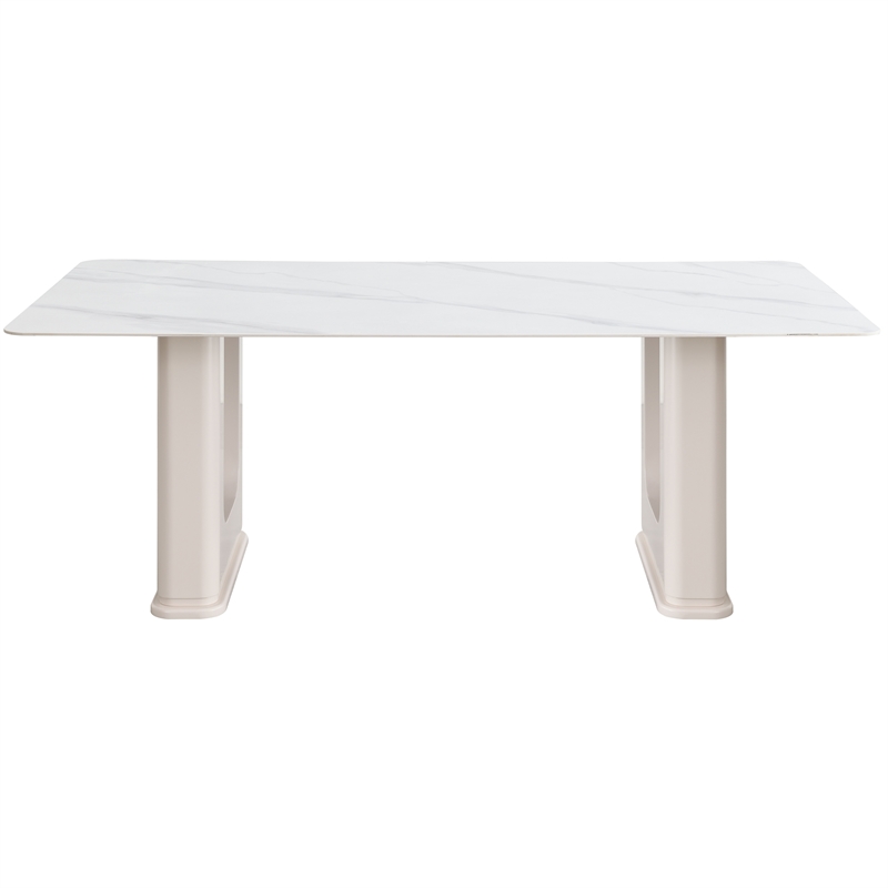 ACME Kalam Contemporary Wood Rectangular Dining Table in Beige and Ceramic