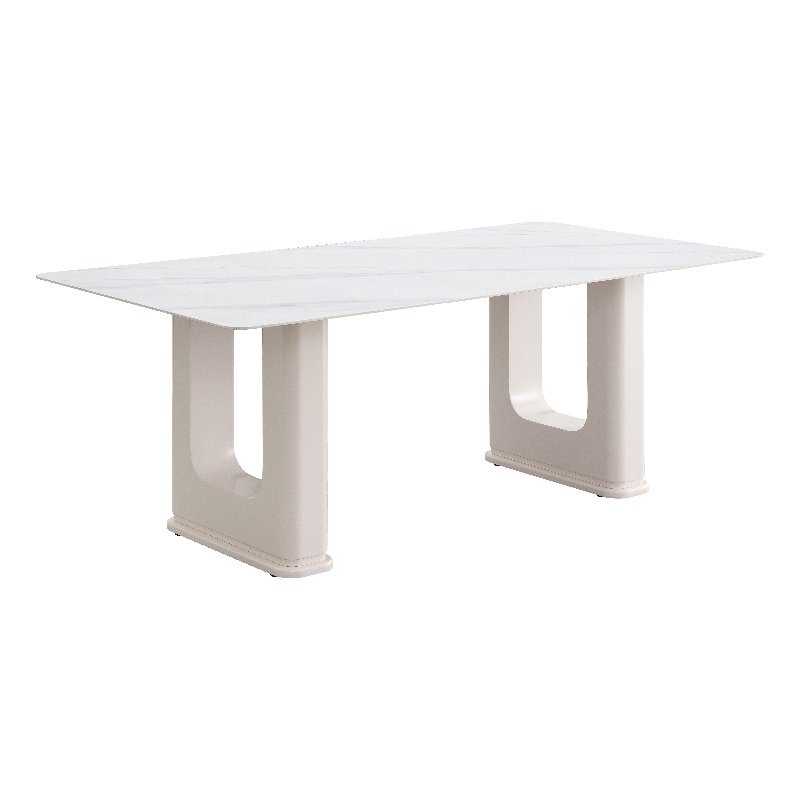 ACME Kalam Contemporary Wood Rectangular Dining Table in Beige and Ceramic