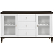 ACME Carena Wood and Tempered Glass 3-Drawer Rectangular Server in White/Brown
