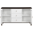 ACME Carena Wood and Tempered Glass 3-Drawer Rectangular Server in White/Brown