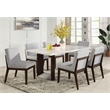 ACME Edwyn Transitional Wood and Marble Rectangular Dining Table in White/Brown