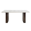 ACME Edwyn Transitional Wood and Marble Rectangular Dining Table in White/Brown