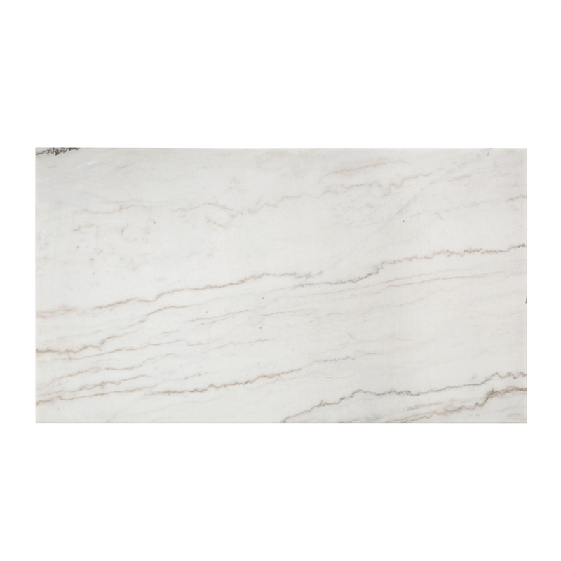 ACME Edwyn Transitional Wood and Marble Rectangular Dining Table in White/Brown