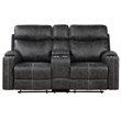 ACME Hirah Microfiber Upholstered Motion Loveseat with Console in Dark Gray