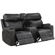 ACME Hirah Microfiber Upholstered Motion Loveseat with Console in Dark Gray