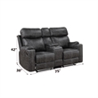 ACME Hirah Microfiber Upholstered Motion Loveseat with Console in Dark Gray