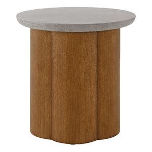 ACME Evelyn Transitional Wood 20&quotDia Round End Table in Walnut/Gray