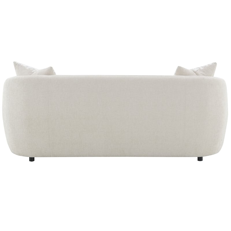 ACME Etienne Wood & Linen Fabric Upholstered Sofa with 3 Pillows in Beige