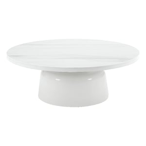ACME Zaid Contemporary Metal and Wood 40&quotDia Round Coffee Table in White