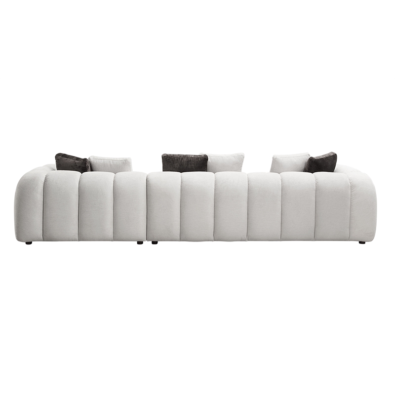 ACME Manilla Fabric Upholstered Sectional Sofa with 8 Pillows in Ivory White