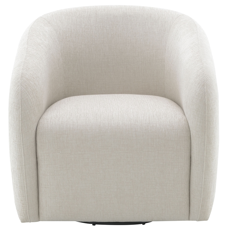 ACME Etienne Contemporary Wood & Linen Fabric Upholstered Swivel Chair in Beige