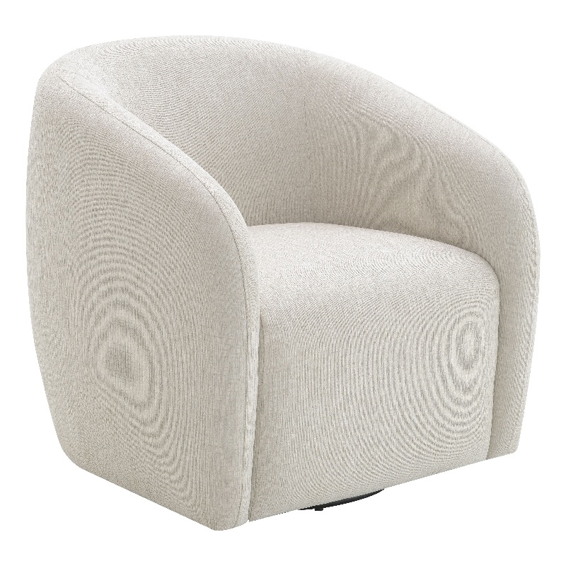 ACME Etienne Contemporary Wood & Linen Fabric Upholstered Swivel Chair in Beige
