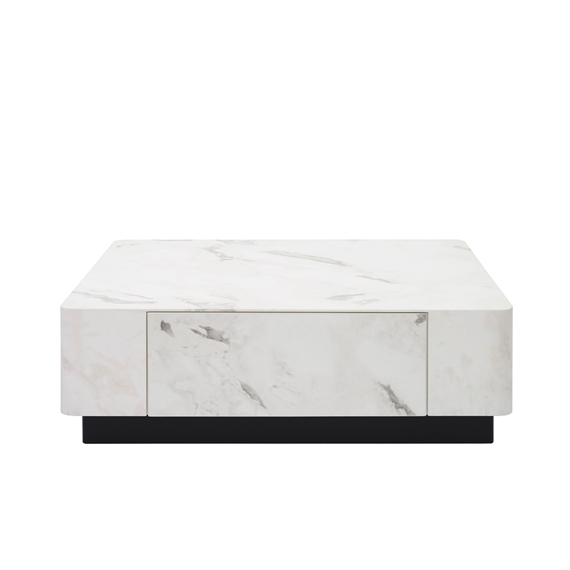 ACME Fritzy Contemporary Wood Square Coffee Table in White Engineered Stone