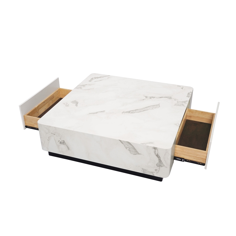 ACME Fritzy Contemporary Wood Square Coffee Table in White Engineered Stone