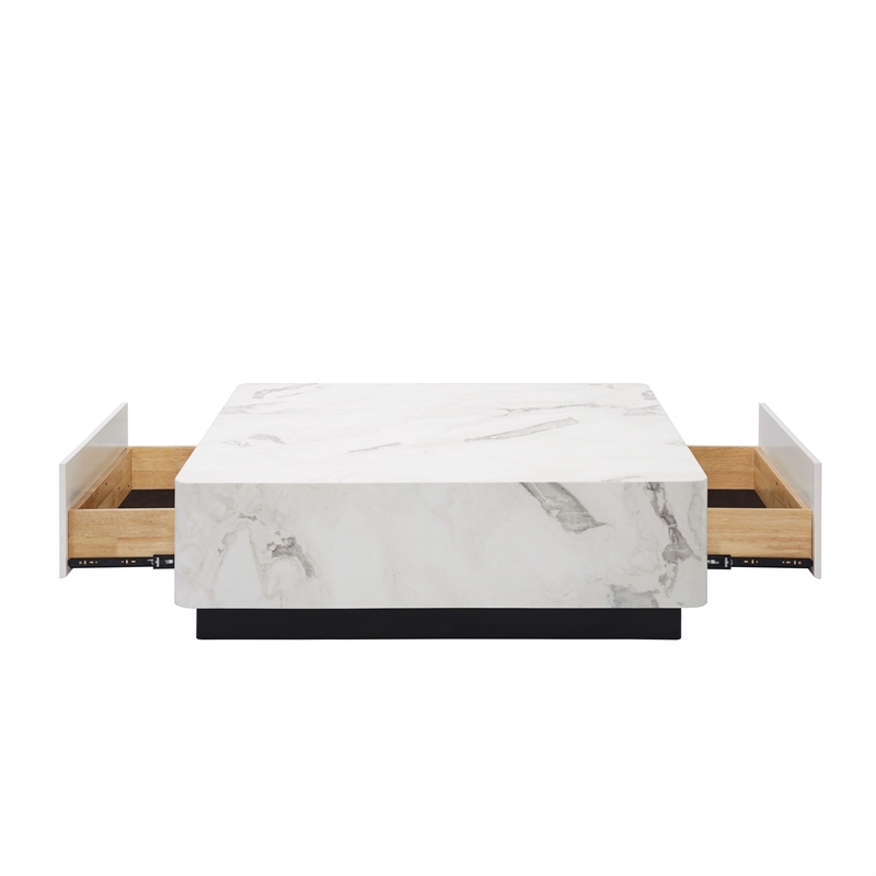 ACME Fritzy Contemporary Wood Square Coffee Table in White Engineered Stone