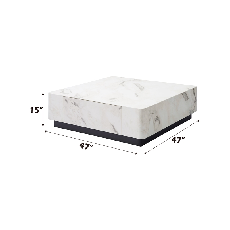 ACME Fritzy Contemporary Wood Square Coffee Table in White Engineered Stone