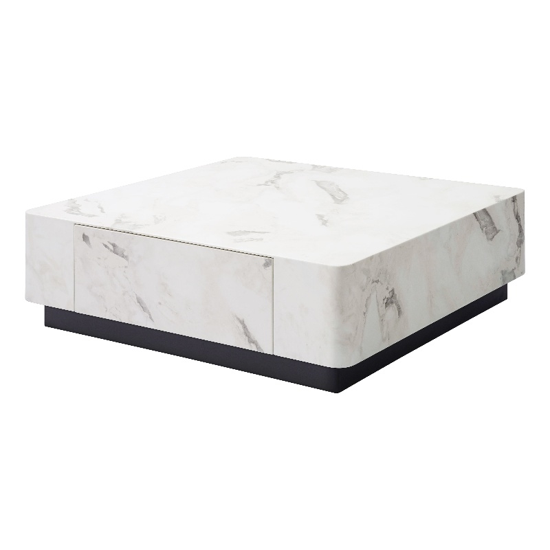 ACME Fritzy Contemporary Wood Square Coffee Table in White Engineered Stone