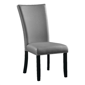 ACME Caralin Wood & Faux Leather Side Chair in Gray & Black (Set of 2)