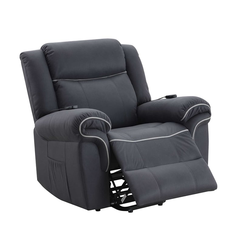 ACME Domana Microfiber Power Recliner with Lift & Heating & Massage in Dark Blue