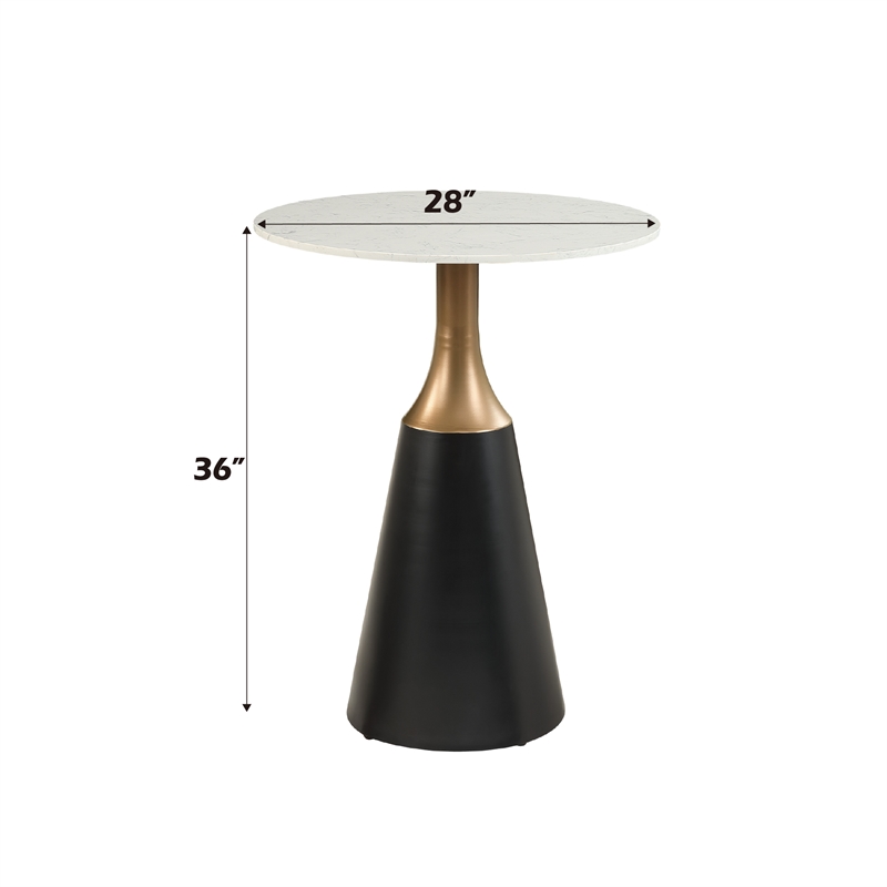ACME Jaramillo Artificial Marble & Metal Counter Height Table in White & Black