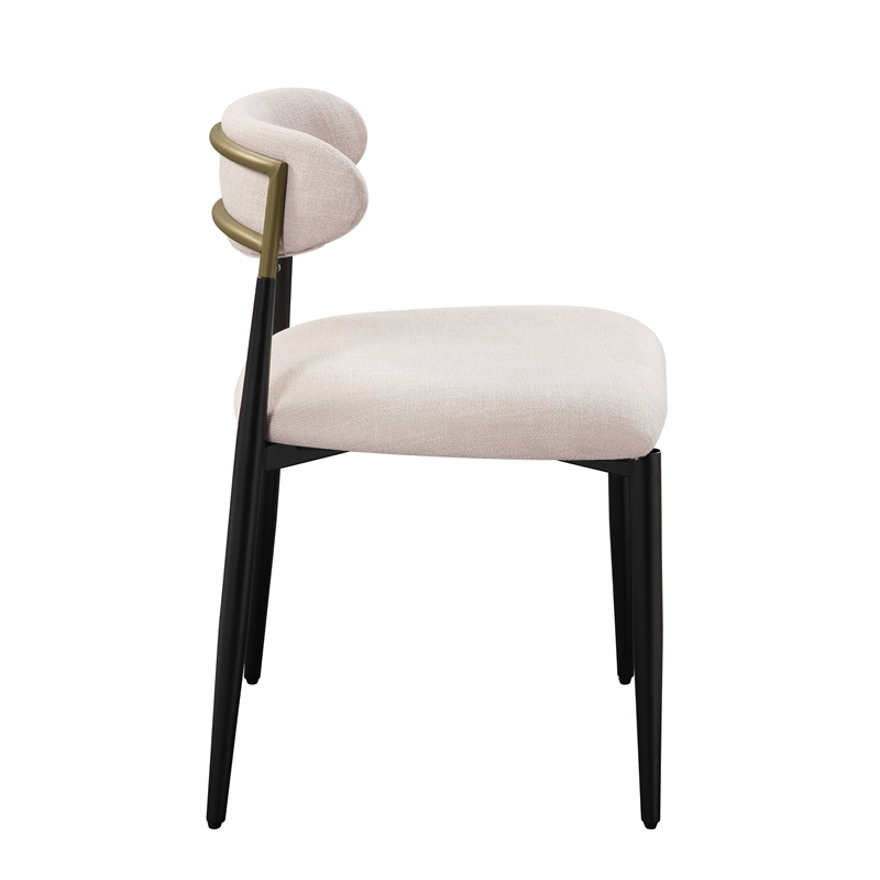 ACME Jaramillo Metal & Fabric Upholstered Side Chair in Beige & Black (Set of 2)