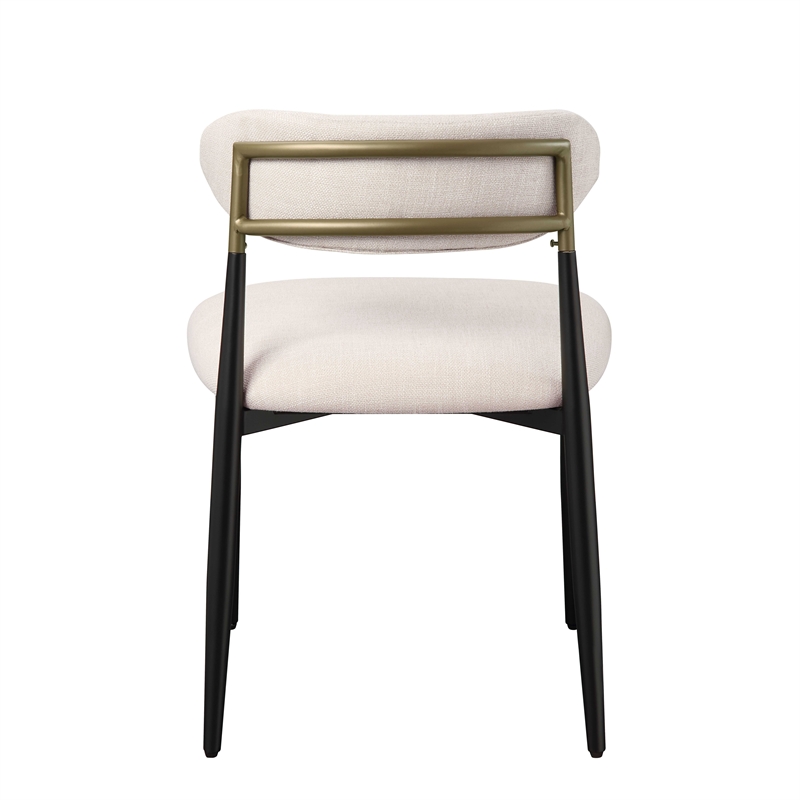 ACME Jaramillo Metal & Fabric Upholstered Side Chair in Beige & Black (Set of 2)