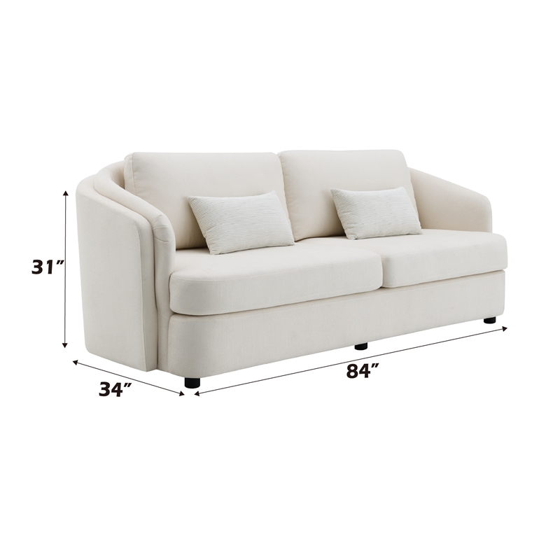 ACME Mariko Wood & Linen Fabric Upholstered Sofa with 2 Pillows in Beige