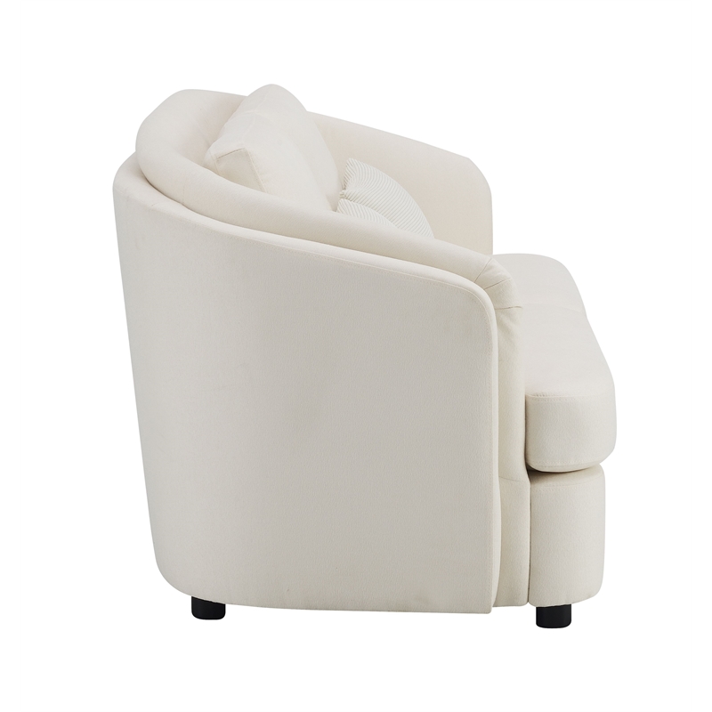 ACME Mariko Wood & Linen Fabric Upholstered Loveseat with 2 Pillows in Beige