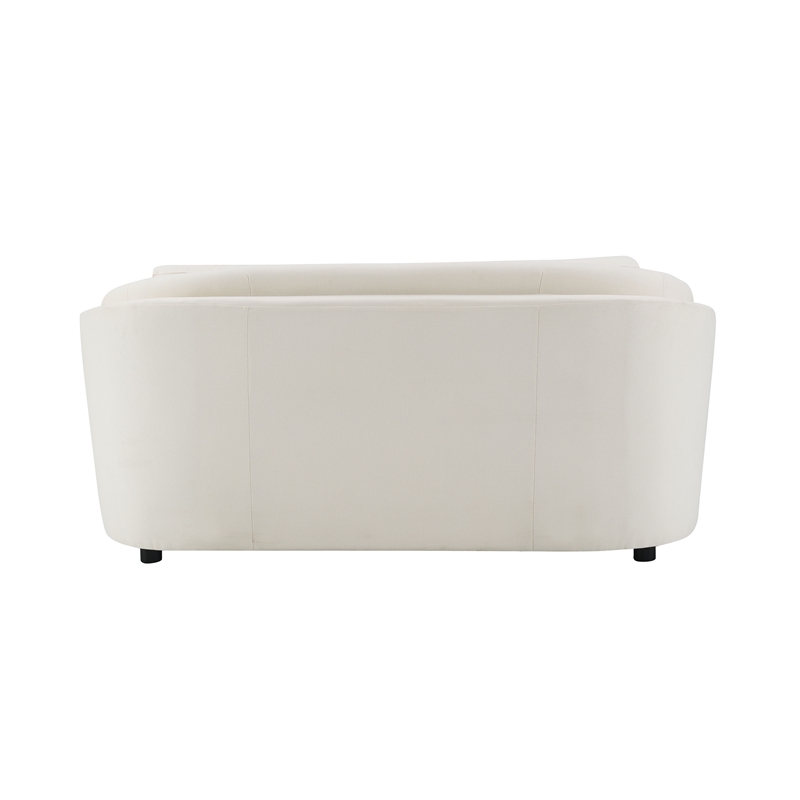 ACME Mariko Wood & Linen Fabric Upholstered Loveseat with 2 Pillows in Beige