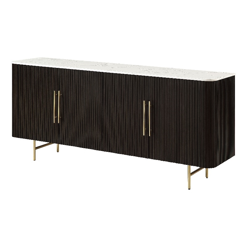 ACME Clayten Wood & Artificial Marble Server in White & Espresso