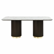 ACME Clayten Wood & Artificial Marble Dining Table in White & Espresso