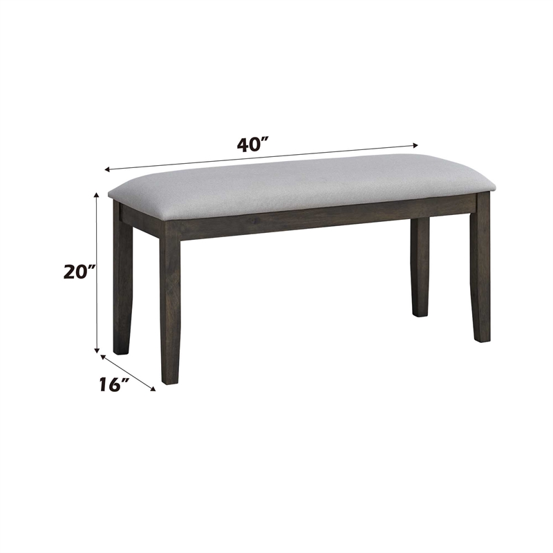 ACME Marit Transitional Wood and Fabric Dining Bench in Gray