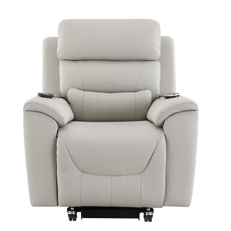 ACME Marsha Faux Leather Power Recliner with Lift & Massage in Light Gray