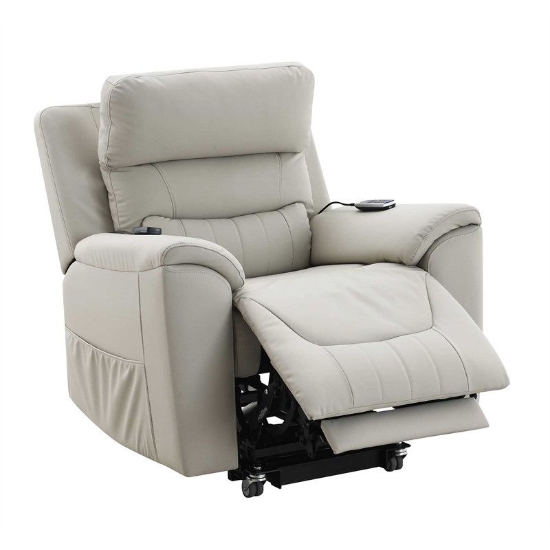 ACME Marsha Faux Leather Power Recliner with Lift & Massage in Light Gray