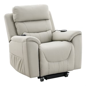 ACME Marsha Faux Leather Power Recliner with Lift & Massage in Light Gray