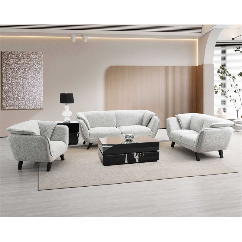 ACME Nayeli Wood & Boucle Fabric Upholstered Sofa in Light Gray