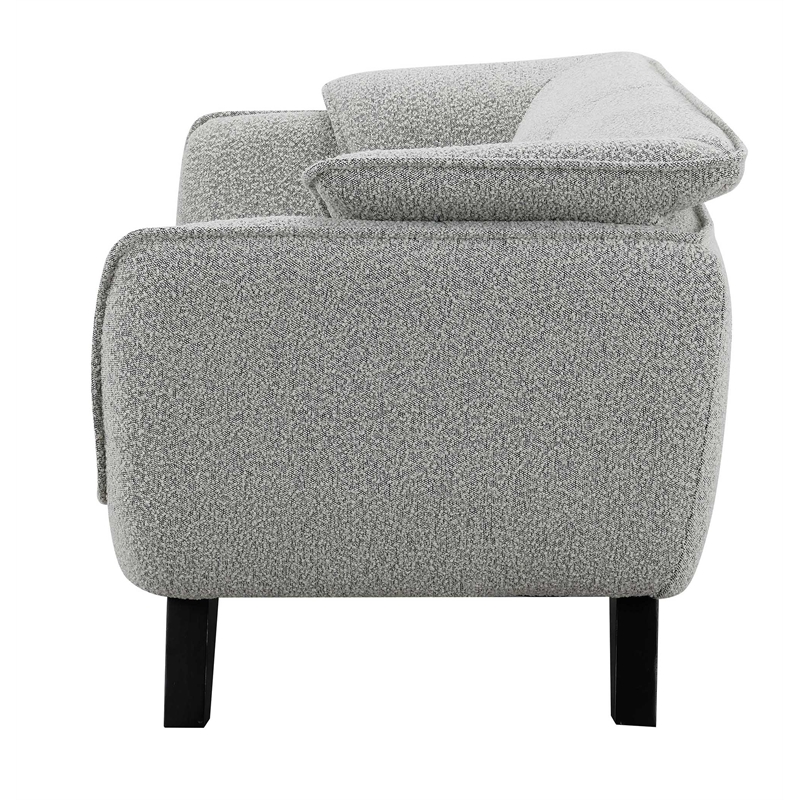 ACME Nayeli Wood & Boucle Fabric Upholstered Loveseat in Light Gray