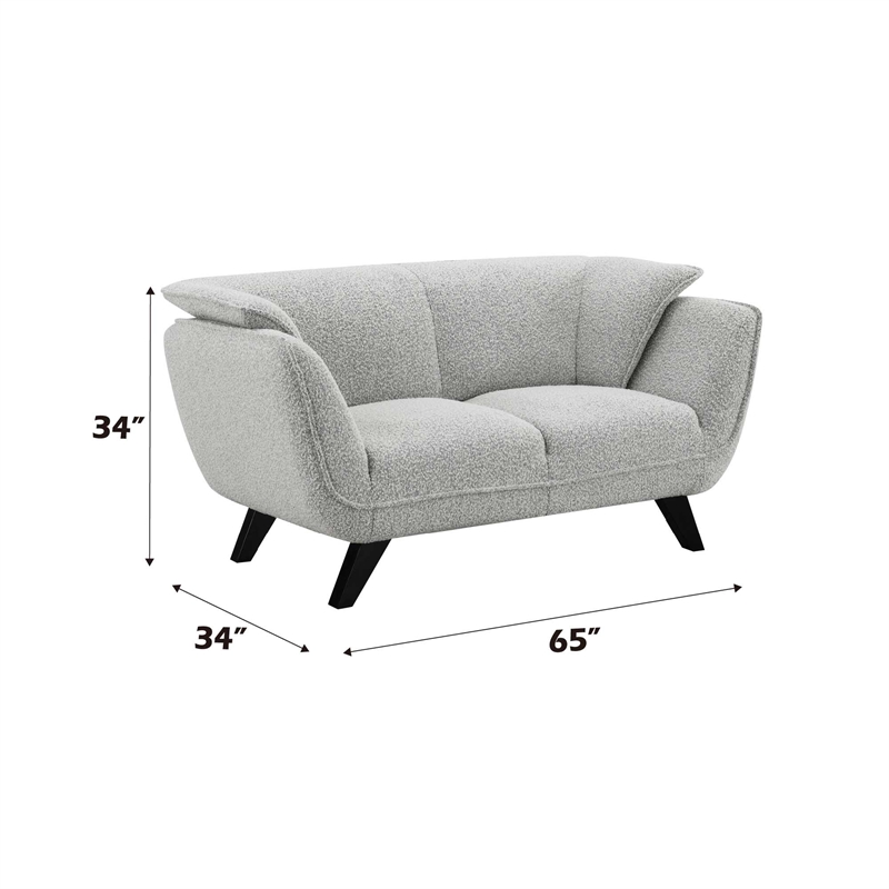 ACME Nayeli Wood & Boucle Fabric Upholstered Loveseat in Light Gray