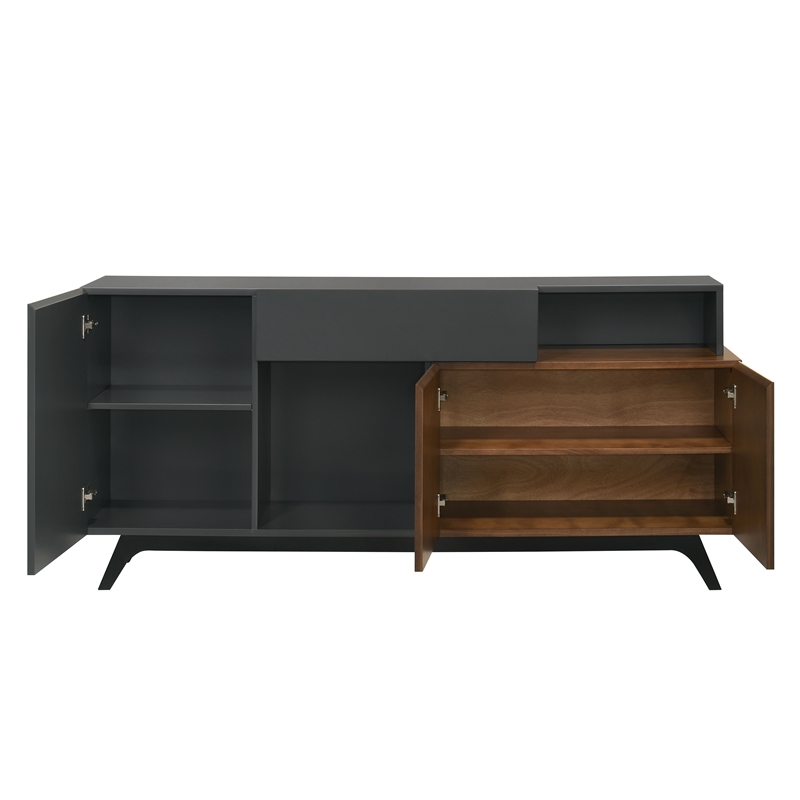 ACME Destin Contemporary Wood Rectangular Server in Walnut & Black