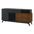 ACME Destin Contemporary Wood Rectangular Server in Walnut & Black
