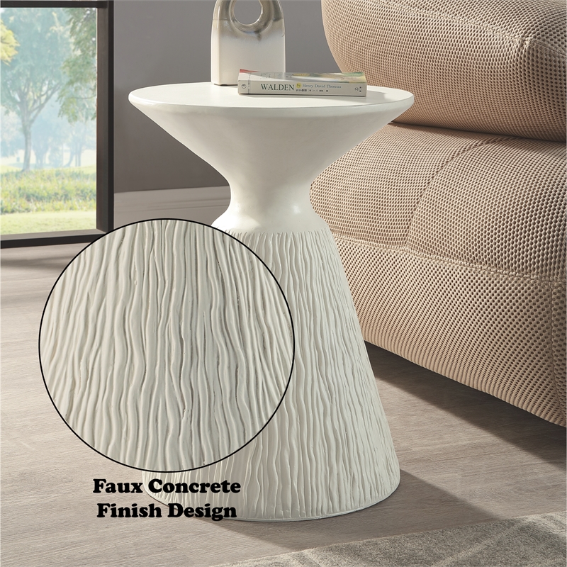 ACME Duane Environmental Friendly Cement Concrete Accent Table in Natural White